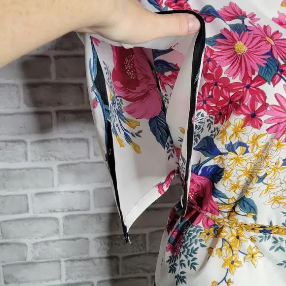 Vintage Sears Volup Flutter Split Sleeve Floral Blouse, Sz 14 - Picture 2 of 6